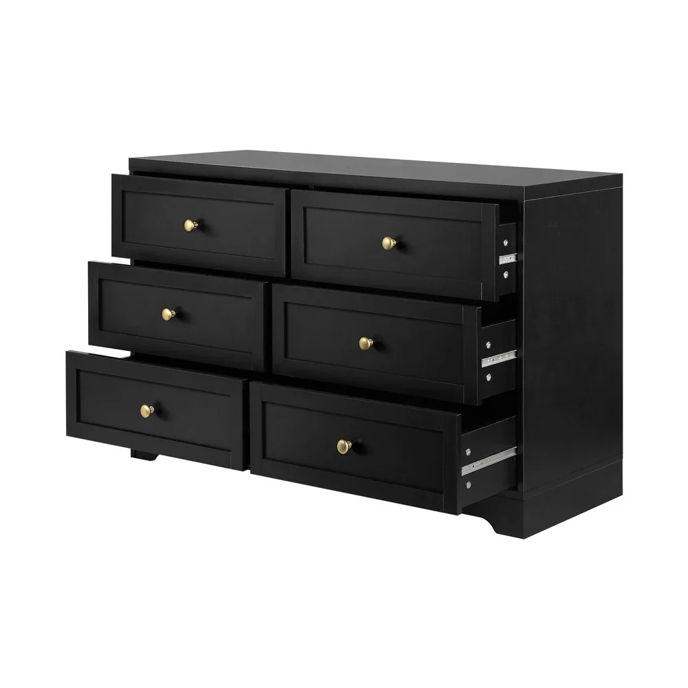 6 Chest of Drawers and Bedside Table Hamptons Furniture Set Black - Image 6