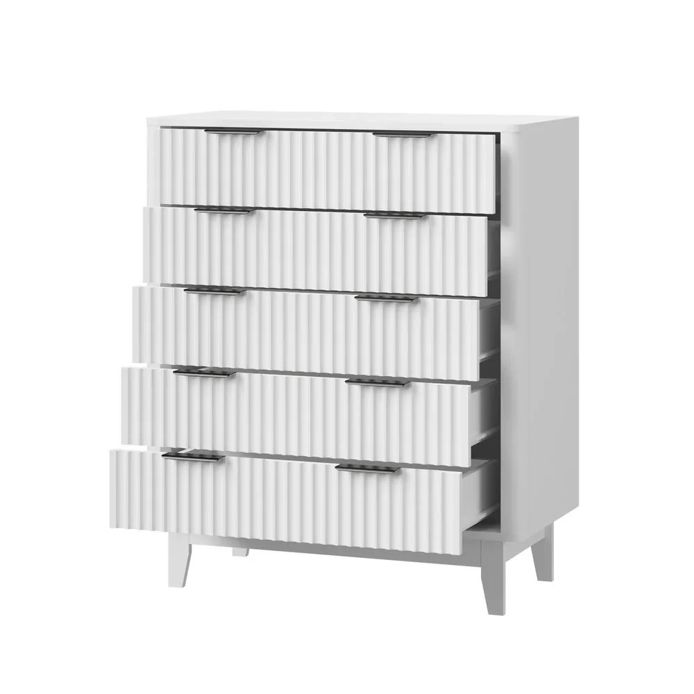 5 Chest of Drawers Dressers Tallboy Stripe White - Image 2