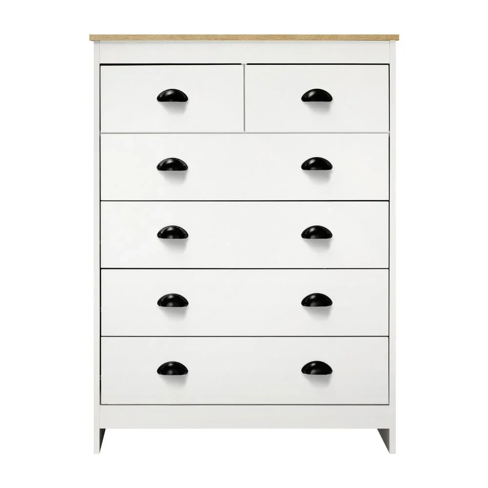Tallboy Chest of Drawer with 6 Drawers White - Image 2