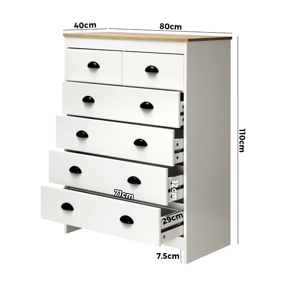 Tallboy Chest of Drawer with 6 Drawers White - Image 3
