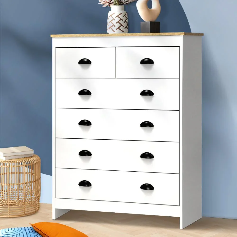 Tallboy Chest of Drawer with 6 Drawers White - Image 4