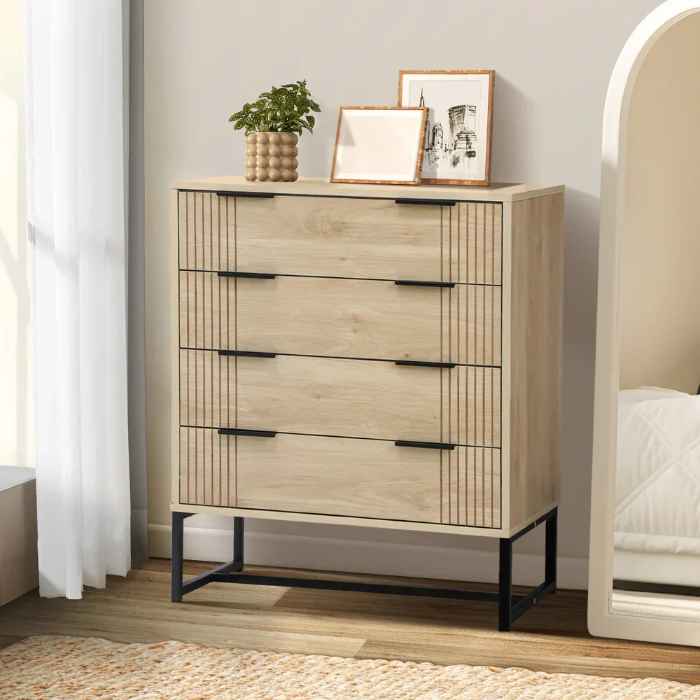 4 Chest of Drawers Dresser Table Lowboy Natural - Image 2