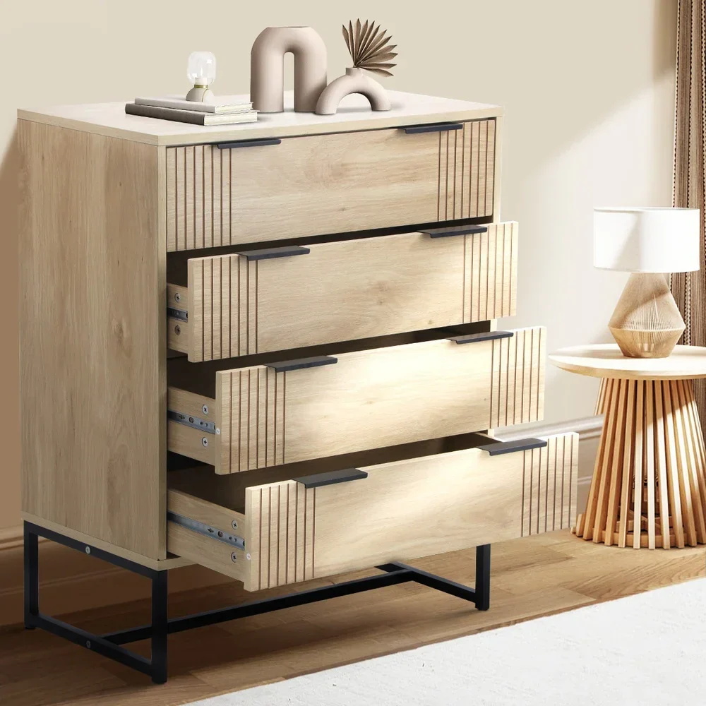 4 Chest of Drawers Dresser Table Lowboy Natural - Image 5