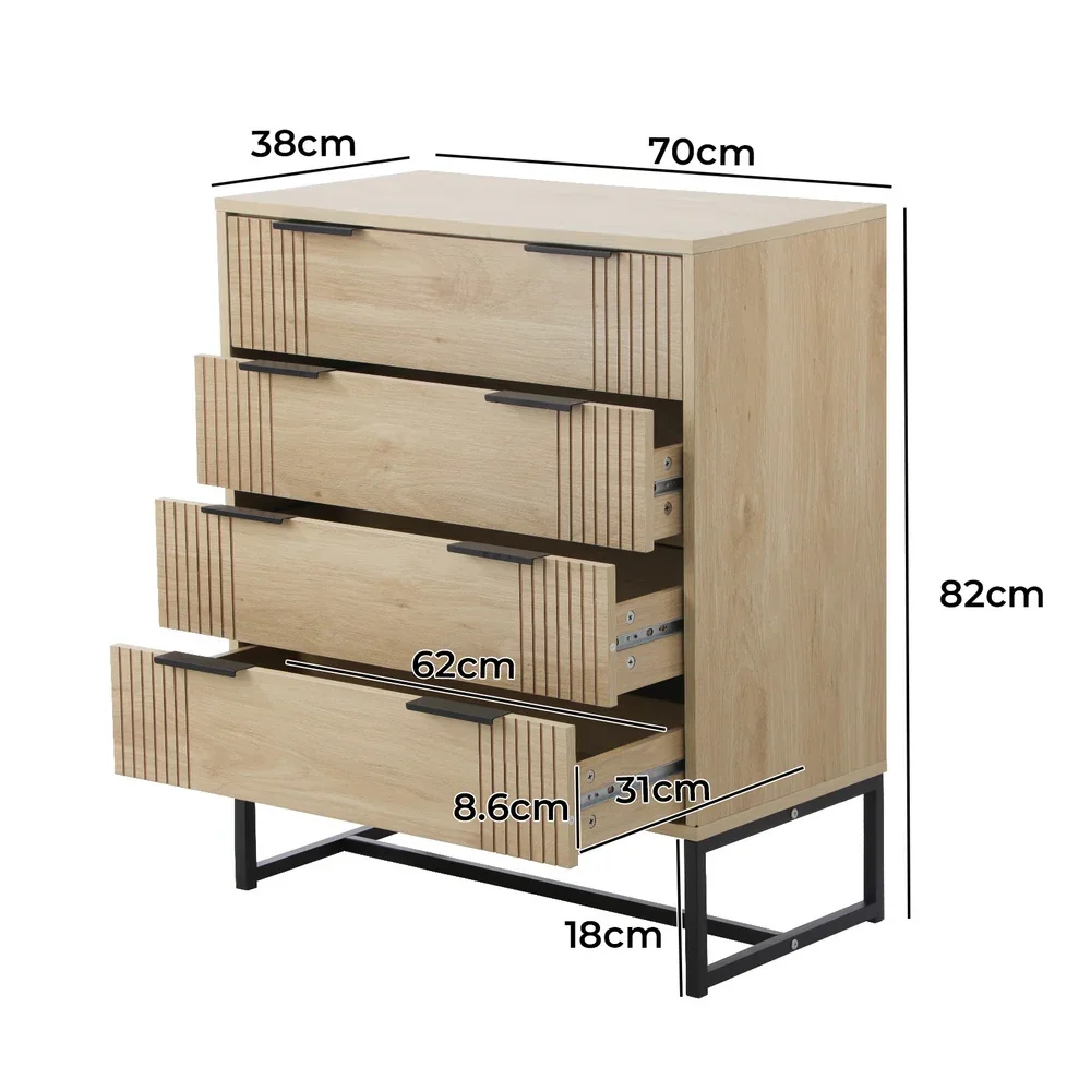 4 Chest of Drawers Dresser Table Lowboy Natural - Image 7