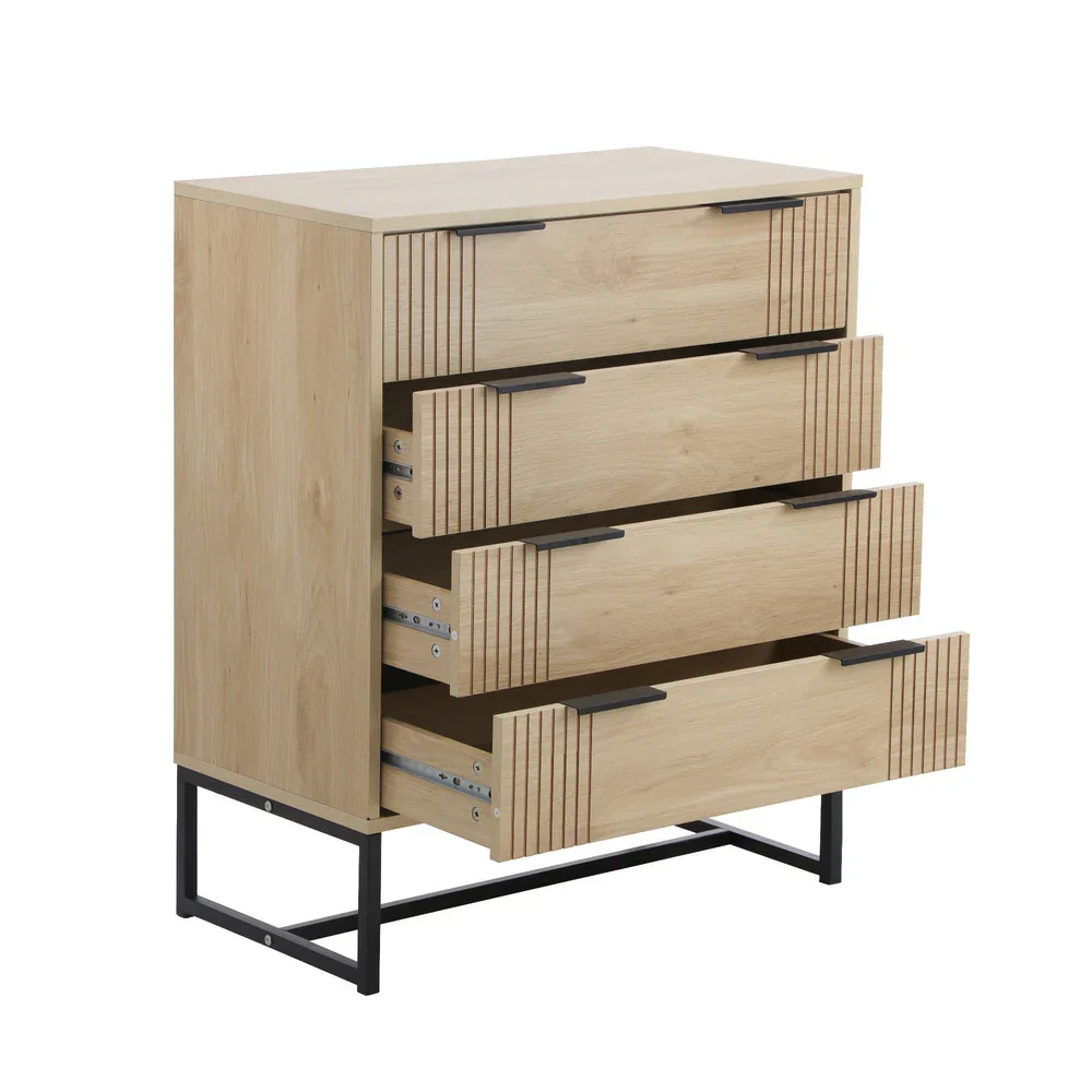 4 Chest of Drawers Dresser Table Lowboy Natural - Image 9