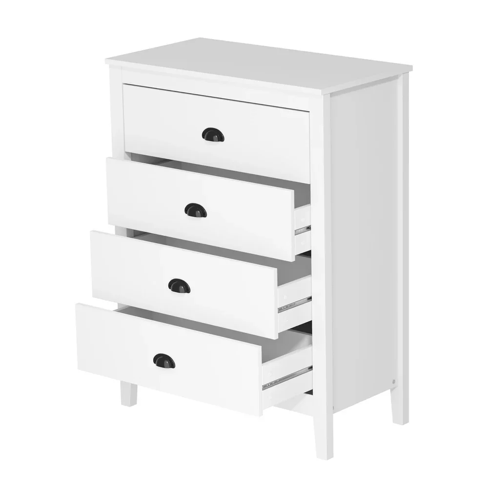 4 Chest of Drawers and 2 Bedside Tables Vintage Bedroom Set White - Image 6