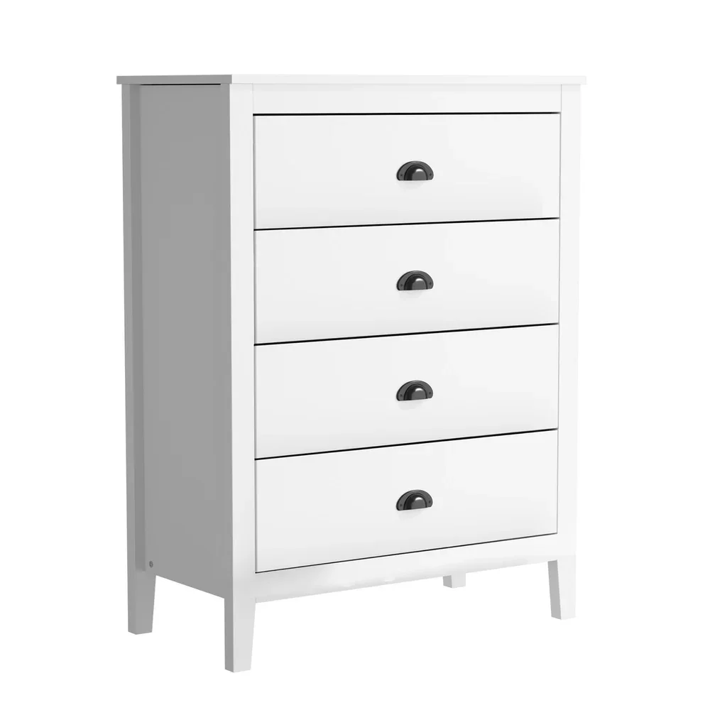 4 Chest of Drawers and 2 Bedside Tables Vintage Bedroom Set White - Image 7