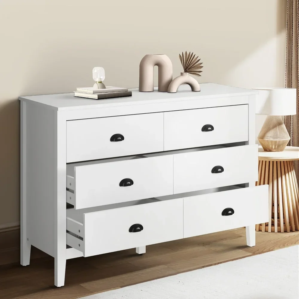 6 Chest of Drawers and Bedside Table Vintage Bedroom Set White - Image 6