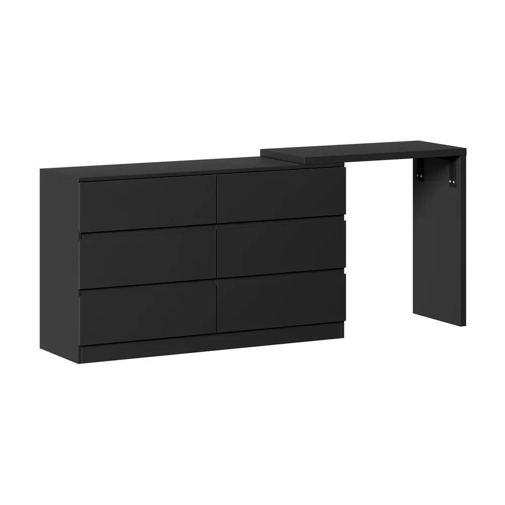 6 Chest of Drawers Dresser with Side Table Black - Image 2