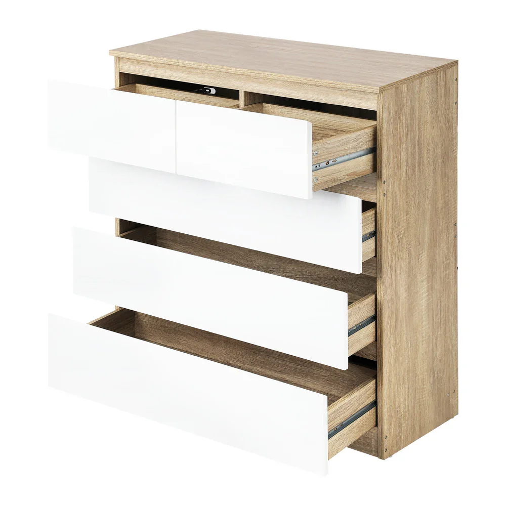 5 Chest of Drawers Tallboy Cabinet Dresser Table Wooden White Furniture - Image 2