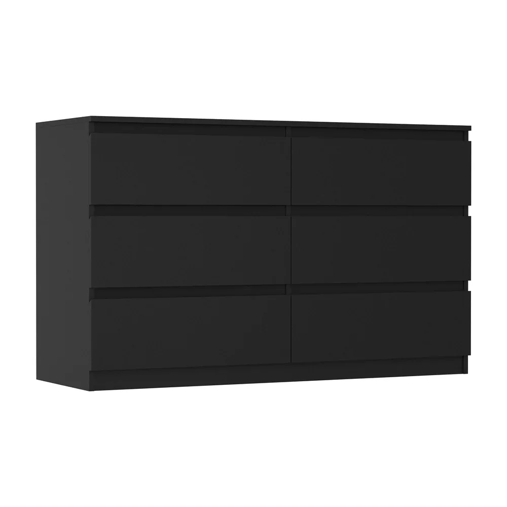6 Chest of Drawers Lowboy Dresser Table Bedroom Black - Image 2