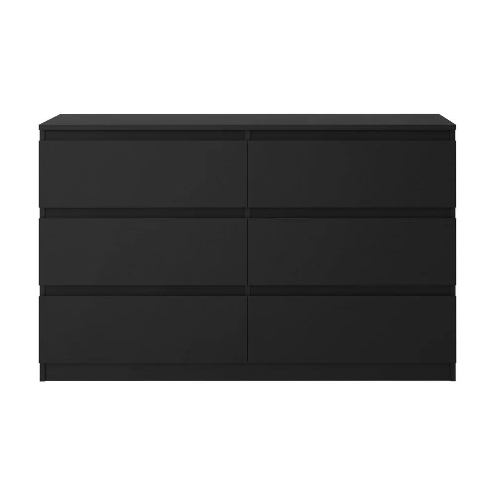 6 Chest of Drawers Lowboy Dresser Table Bedroom Black - Image 7