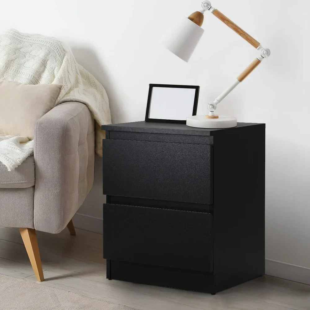 6 Chest of Drawers and 2 Bedside Tables Bedroom Set Black - Image 5