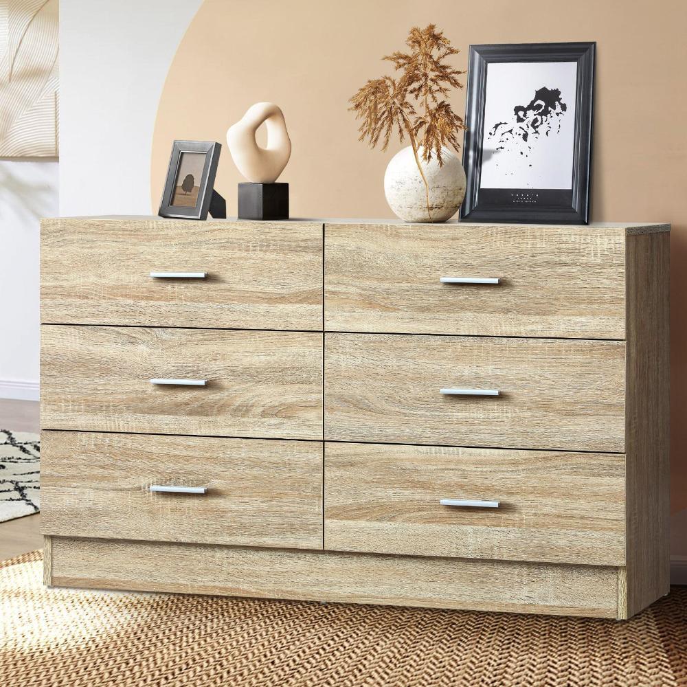 6 Chest of Drawers Aluminum Handles Wooden - Image 3