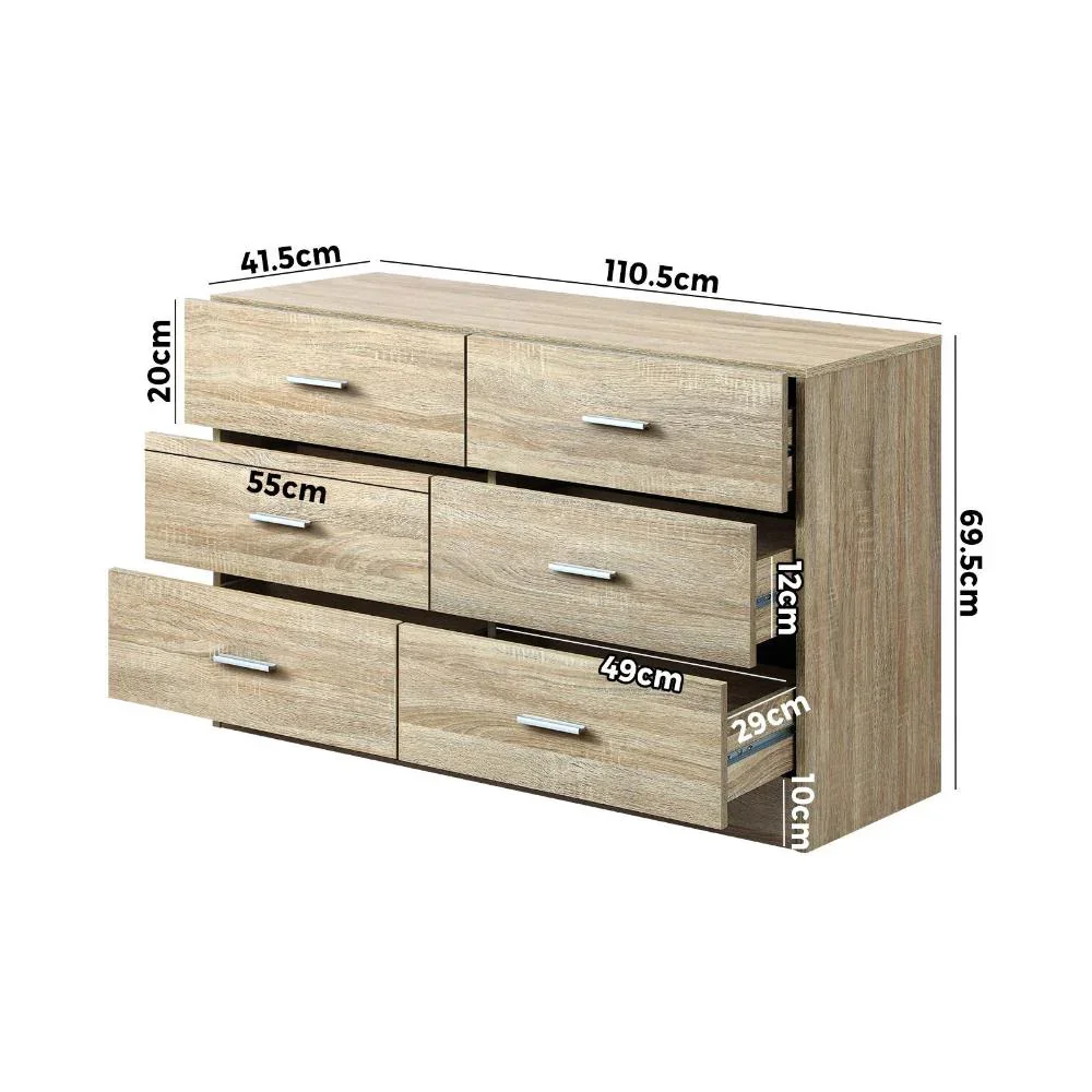 6 Chest of Drawers Aluminum Handles Wooden - Image 6