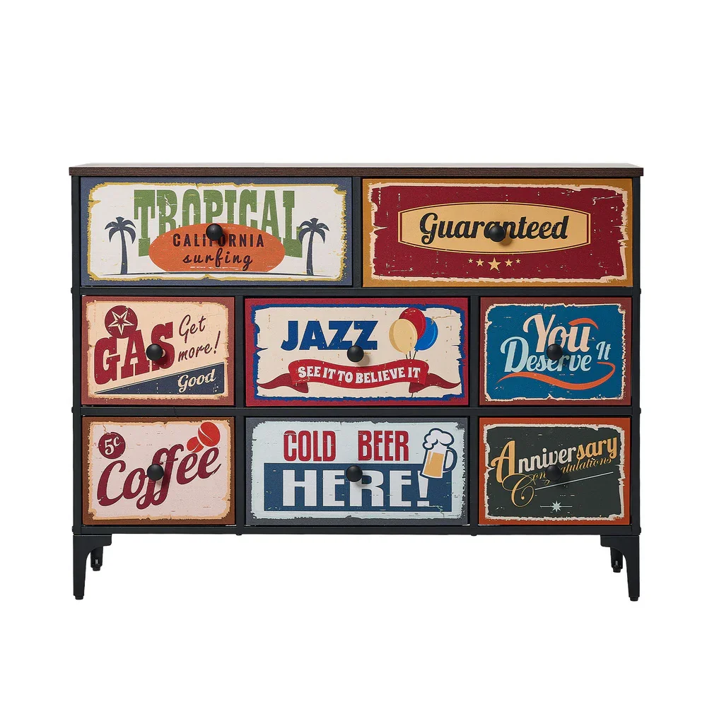 8 Chest of Drawers Fabric Retro Vintage Multi-colour - Image 7