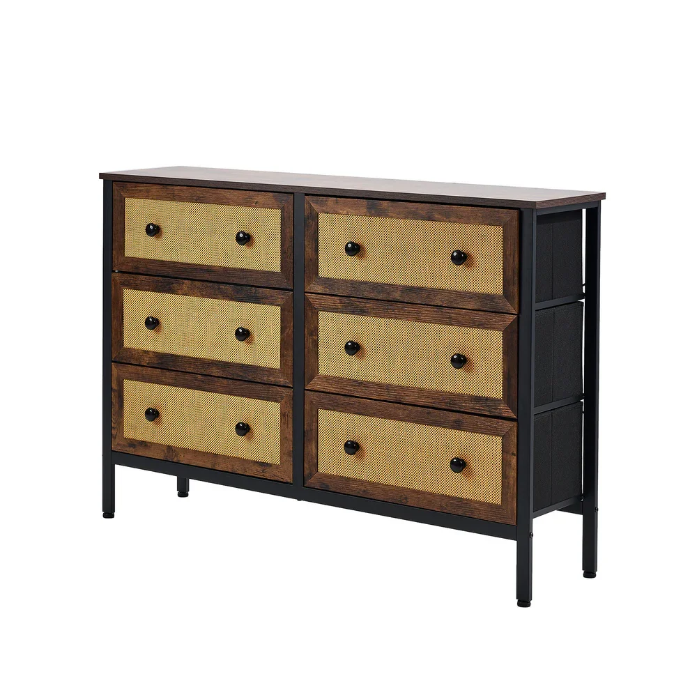 6 Chest of Drawers Rattan Fabric Dresser Tallboy - Image 8