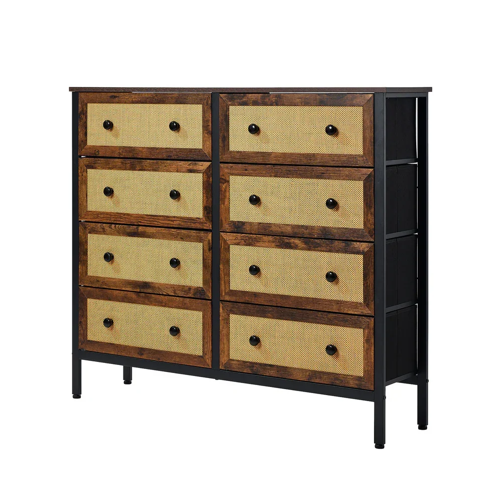 8 Chest of Drawers Rattan Fabric Dresser Tallboy - Image 10