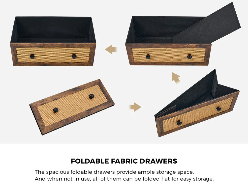 8 Chest of Drawers Rattan Fabric Dresser Tallboy - Image 5