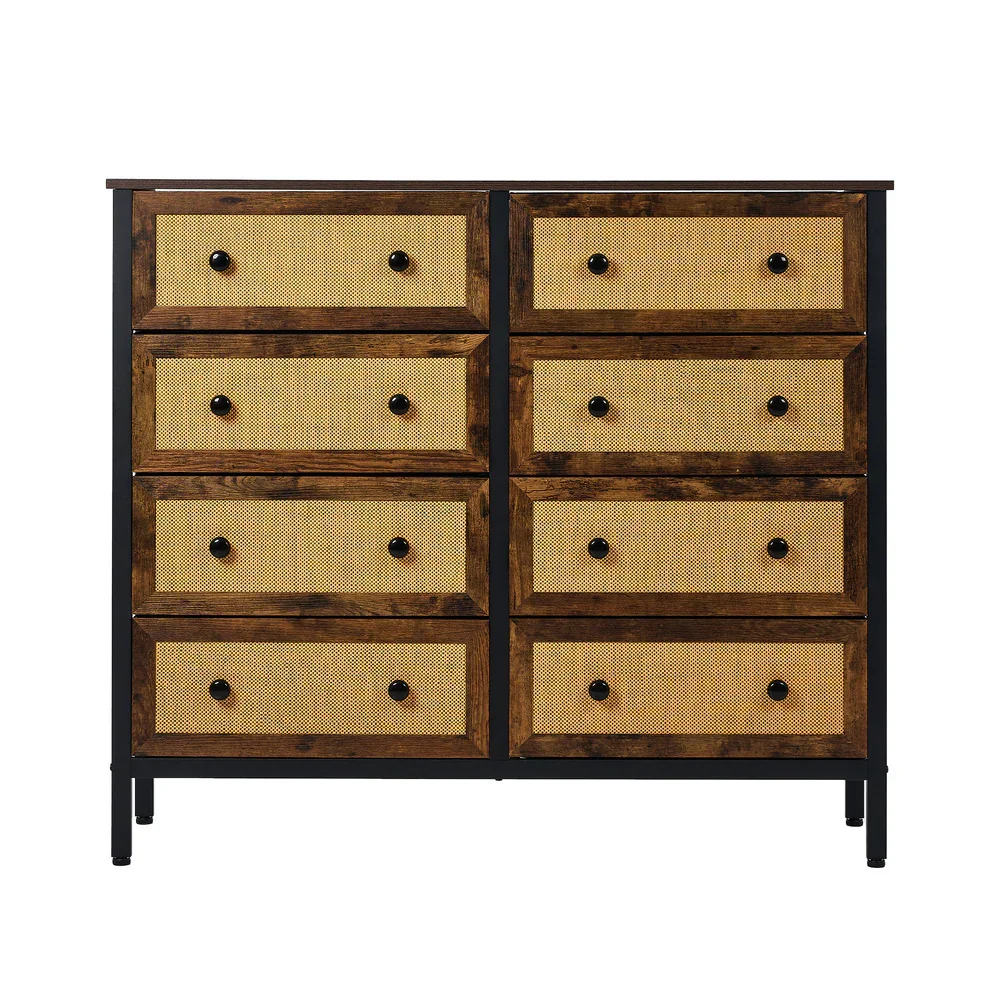 8 Chest of Drawers Rattan Fabric Dresser Tallboy - Image 8