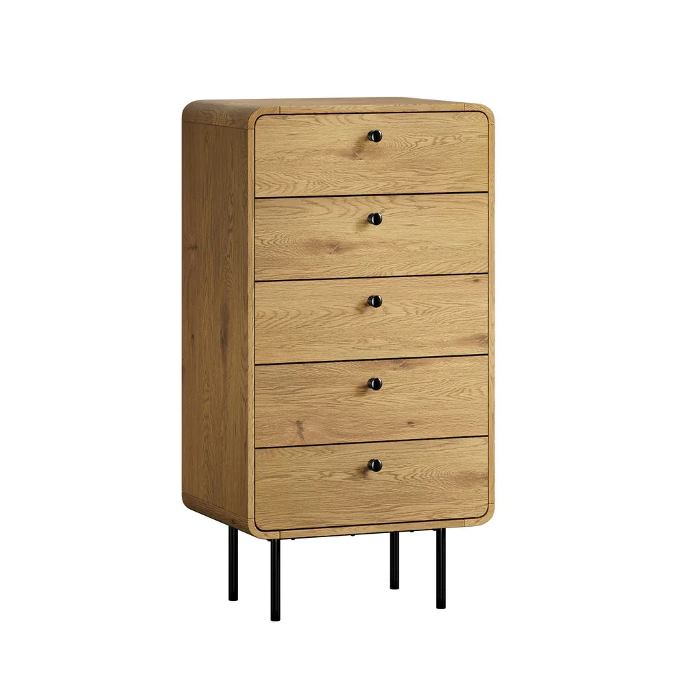 5 Chest of Drawers Dresser Tallboy Wooden Handle Natural - Image 2