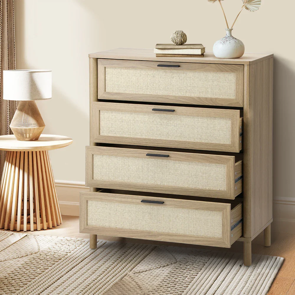 4 Chest of Drawers Rattan Dresser Natural - Image 7
