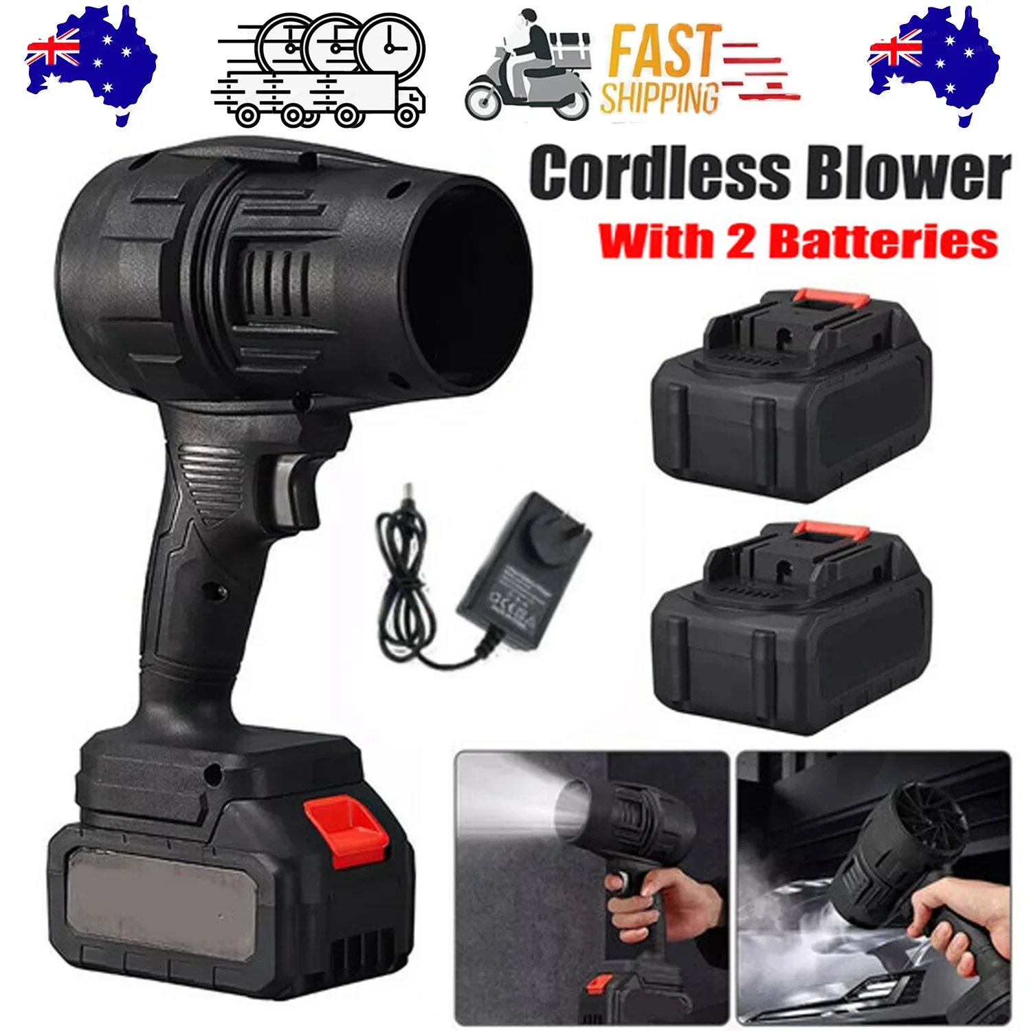 Cordless Blower Portable Handheld Electric Brushless Turbo Jet Fan w/2 Batteries - Image 9