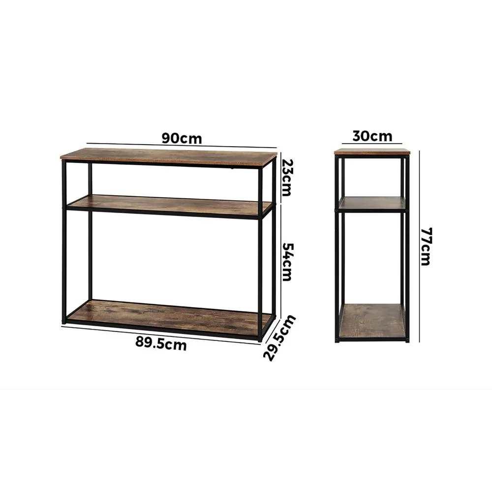 Hall Console Table 3 Tiers Shelves Metal&Wooden - Image 5