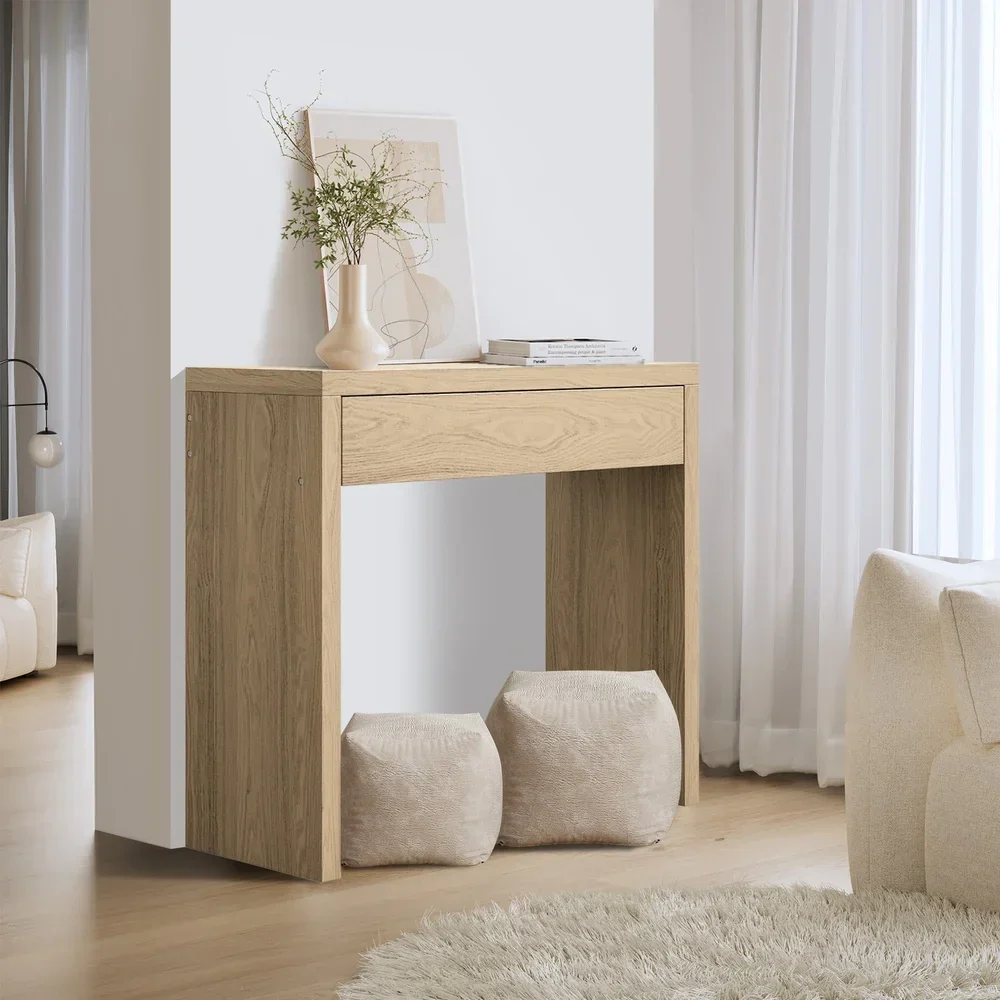 Console Table Wood with Drawer Natural - Image 8