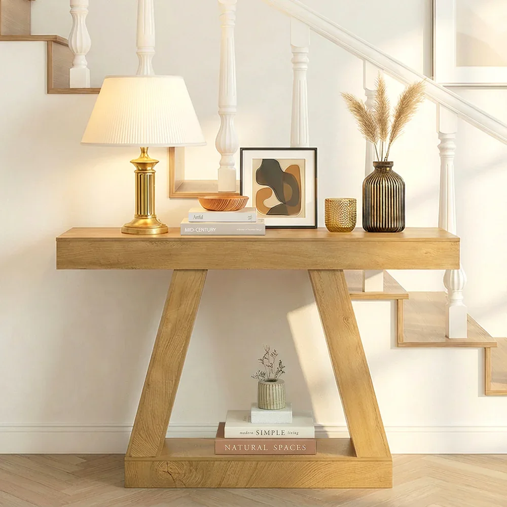 Console Table Hallway Narrow Table Entryway Display Shelf - Image 9