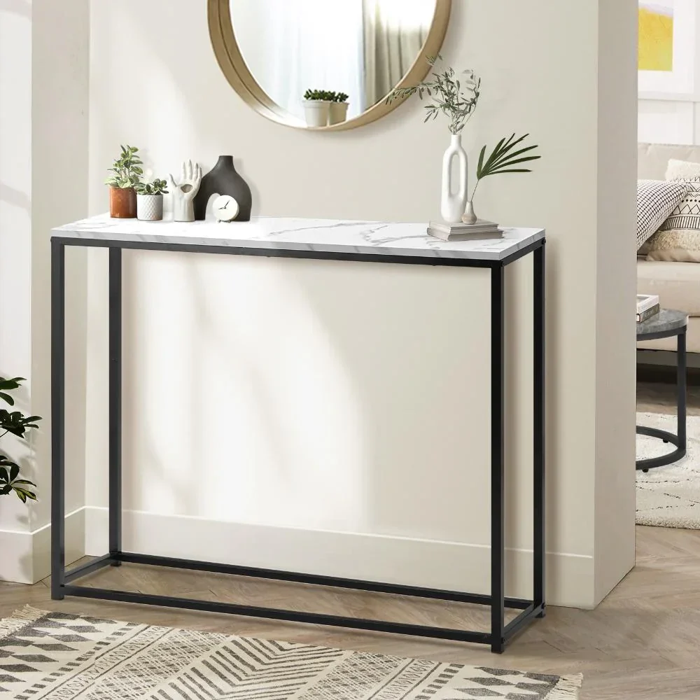 Console Table Marble-look Iron Black&White - Image 5
