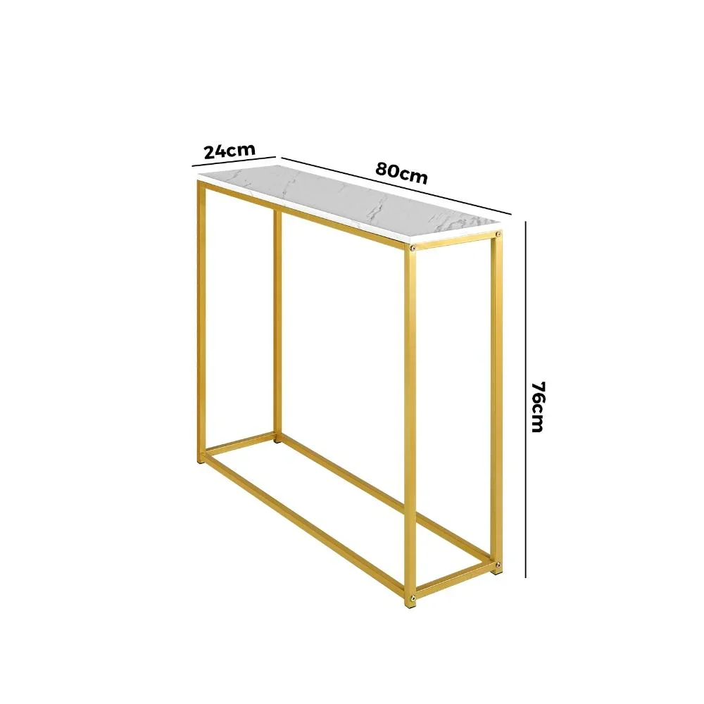 Console Table Marble-look Iron Gold&White - Image 7