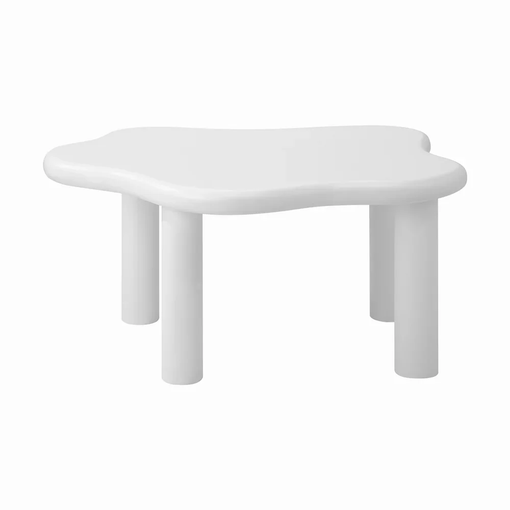 Coffee Table Side Tables Living Room White Irregular - Image 4