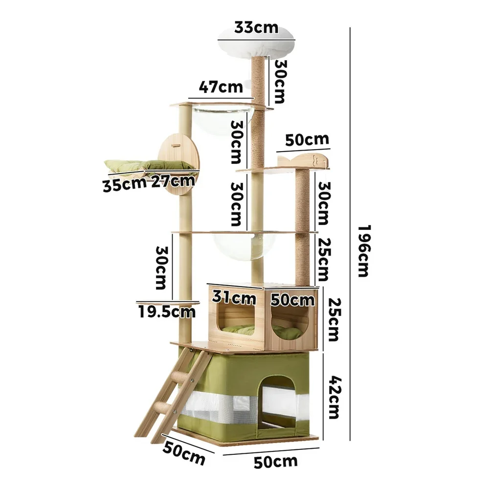 Cat Tree Tower Scratching Post 196cm Condo House Bed Furniture - Image 5