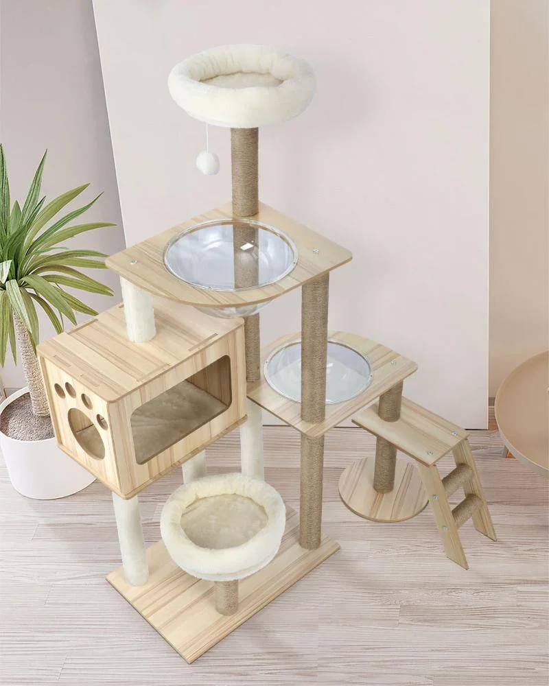 Cat Tree Scratcher Cats Condo Wood 142cm - Image 8