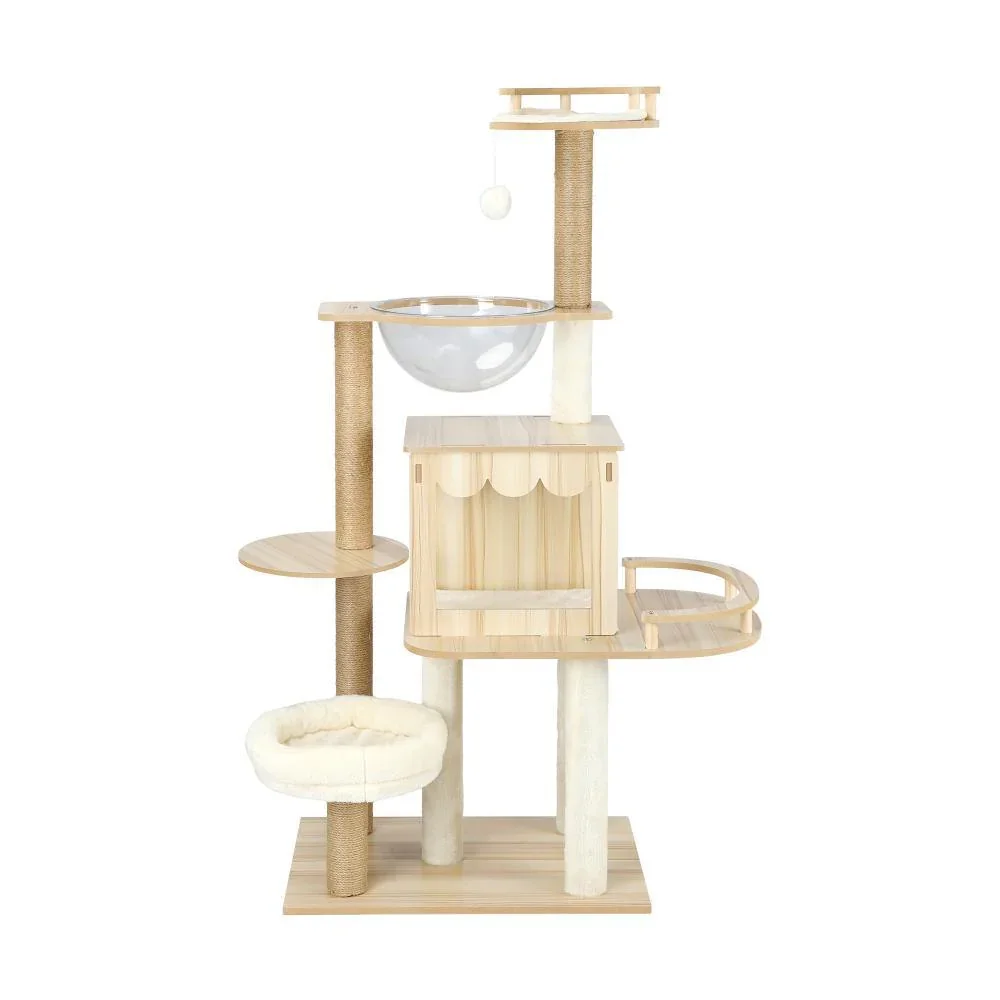 131 cm Cat Tree with Scratching Post Cat Condo Ladder - Image 4