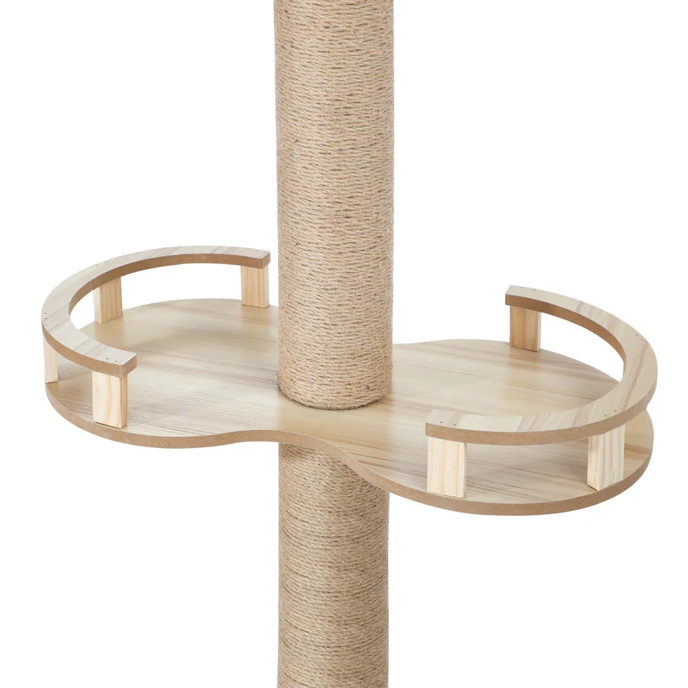Cat Tree Wood Tower Scratching 270cm Post Floor to Ceiling - Image 5