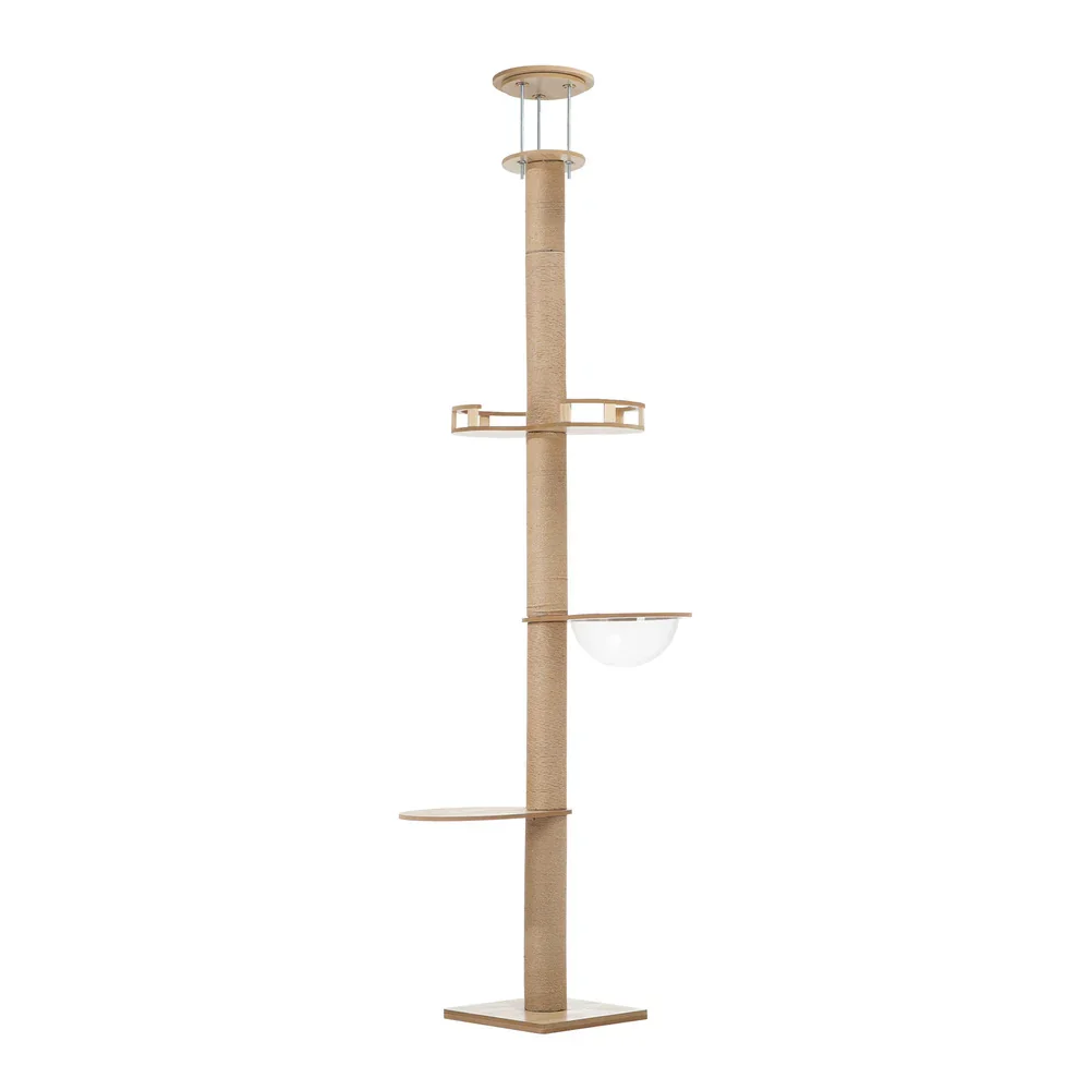 Cat Tree Wood Tower Scratching 270cm Post Floor to Ceiling - Image 6