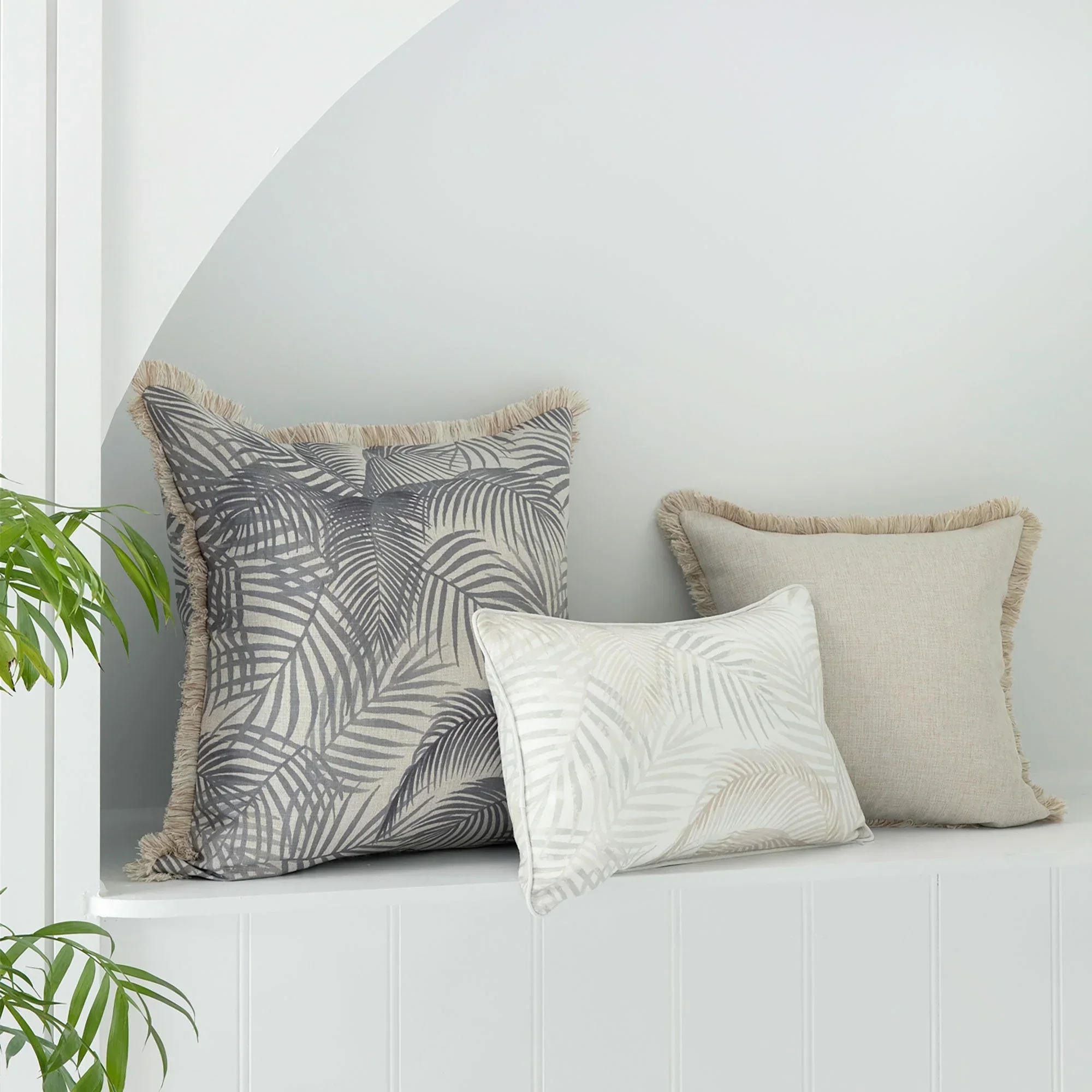 Cushion Cover-Coastal Fringe Natural-Seminyak Smoke-60cm x 60cm - Image 2