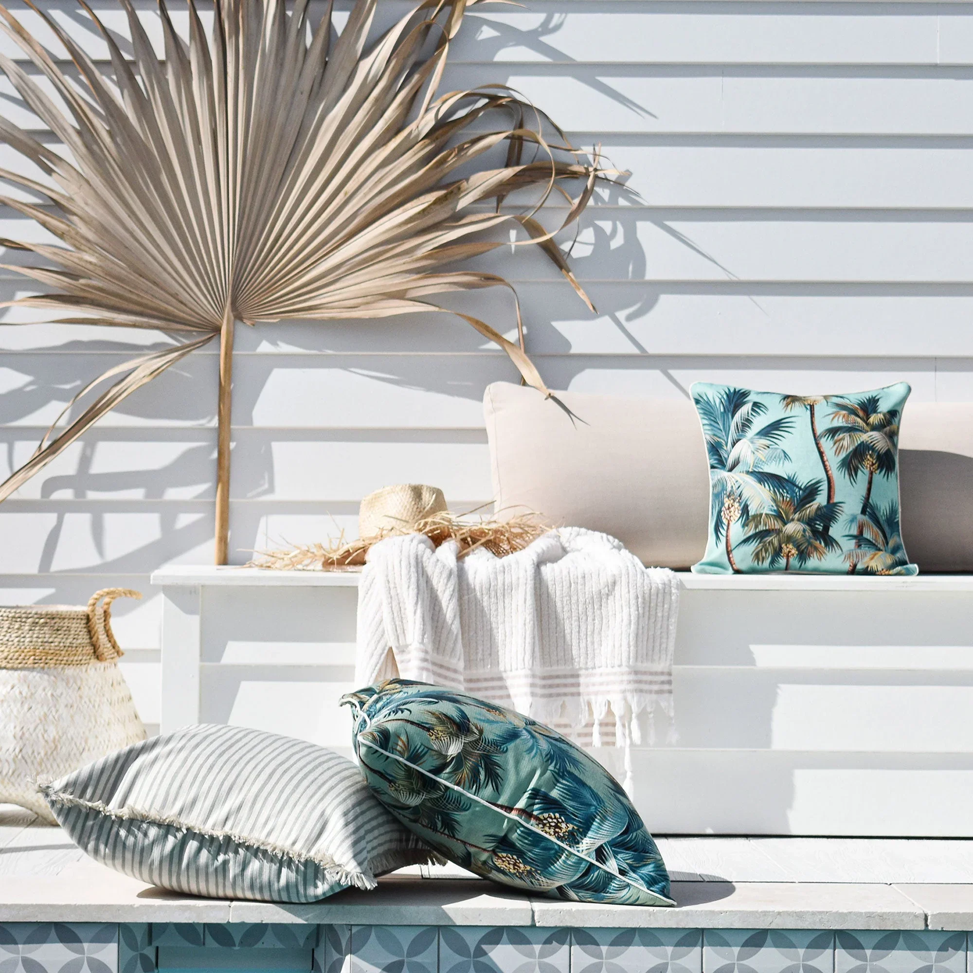 Cushion Cover-With Piping-Palm Trees Lagoon-60cm x 60cm - Image 3
