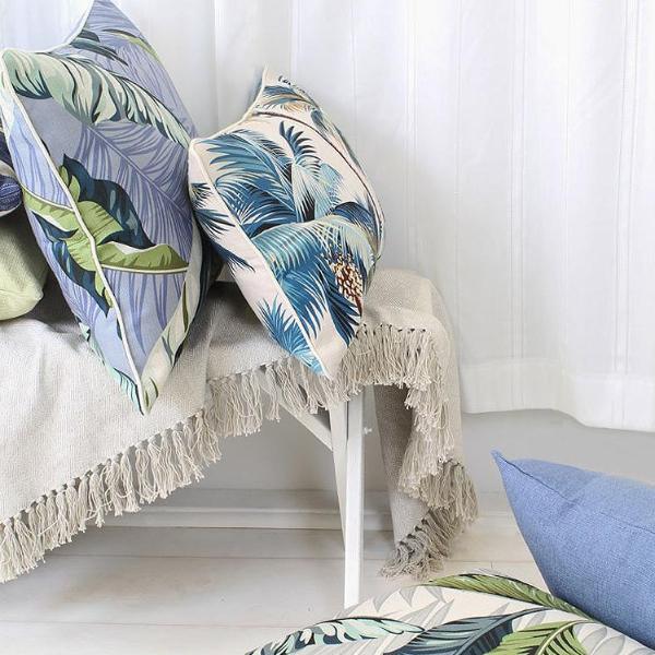 Cushion Cover-With Piping-Palm Trees White-35cm x 50cm - Image 5