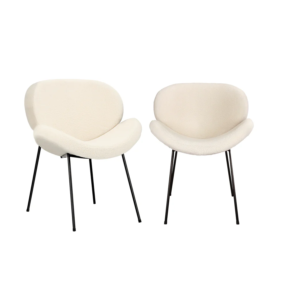 4PCS Armchair Dining Chair Sherpa White - Image 3