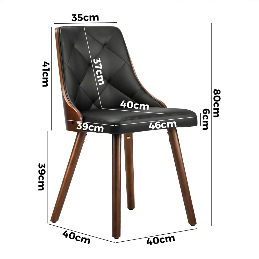 8x Wooden Dining Chairs Faux Leather Padded Black - Image 5
