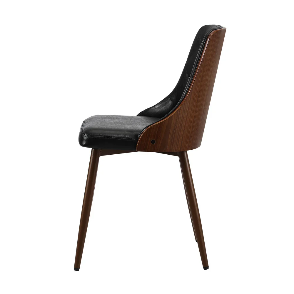 Dining Chairs Cafe Seat Retro PU Leather x6 Black - Image 5