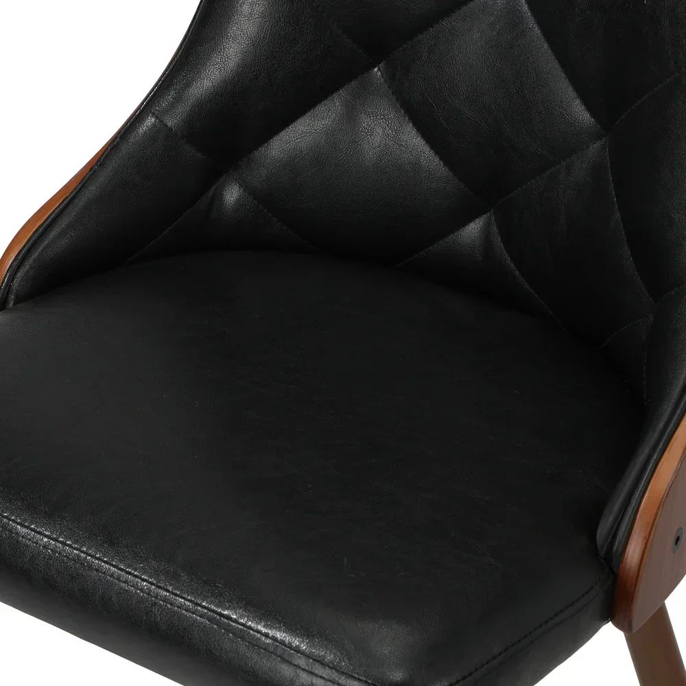 Dining Chairs Cafe Seat Retro PU Leather x6 Black - Image 6