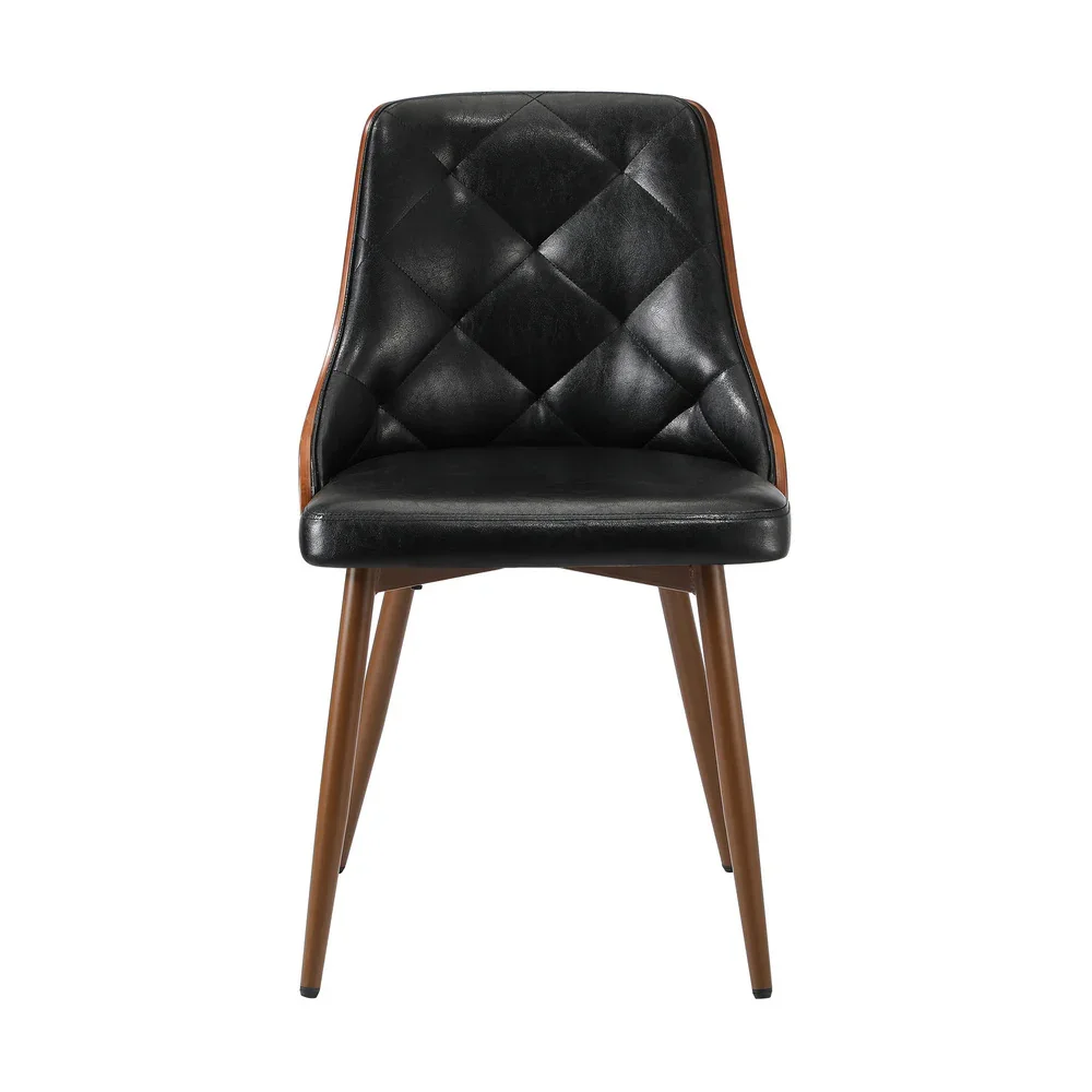 Dining Chairs Cafe Seat Retro PU Leather x8 Black - Image 4