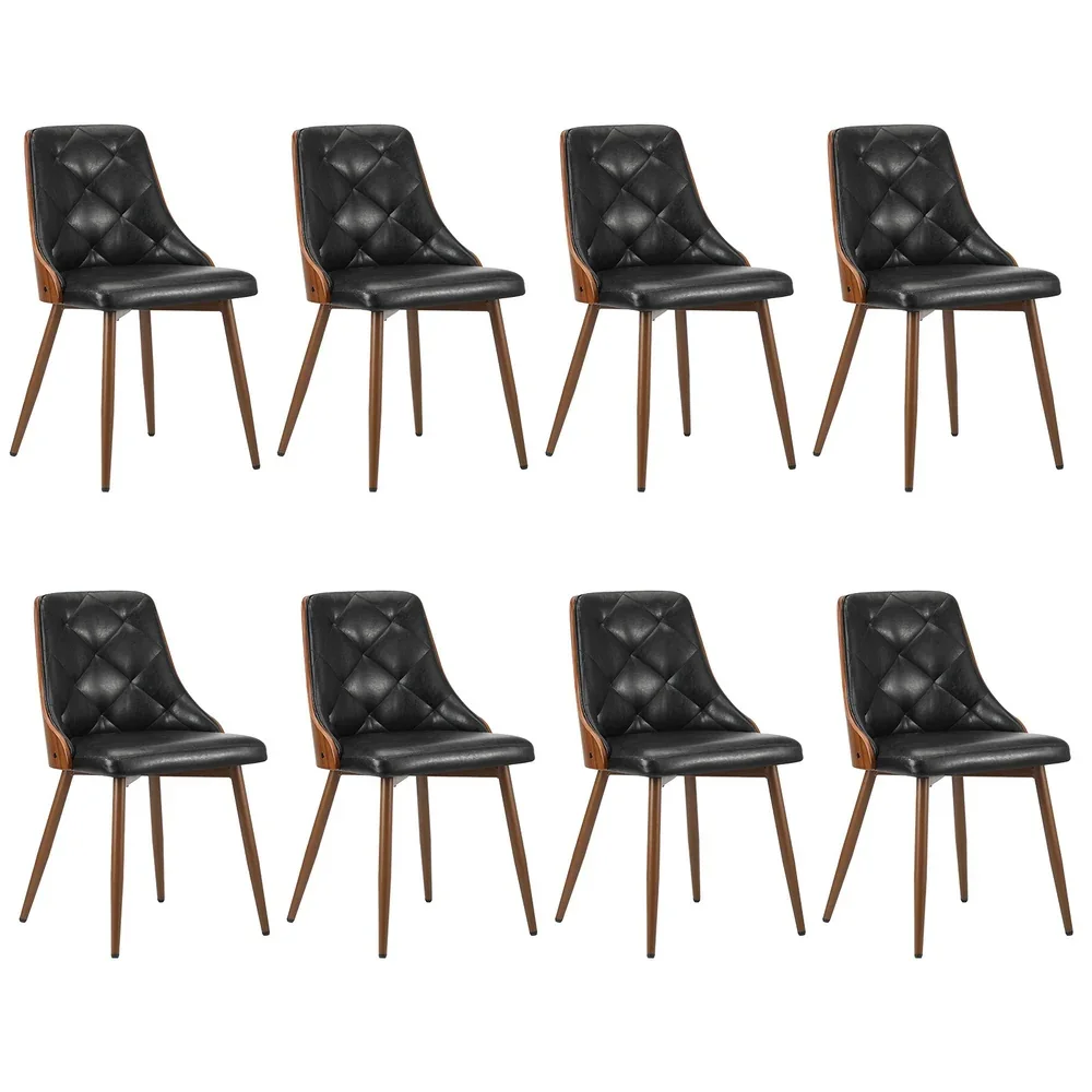 Dining Chairs Cafe Seat Retro PU Leather x8 Black - Image 6