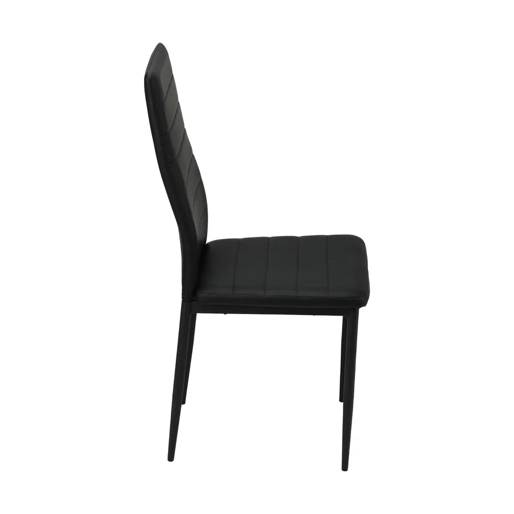 4PCS Dining Chairs High-Back Faux Leather Black - Image 6