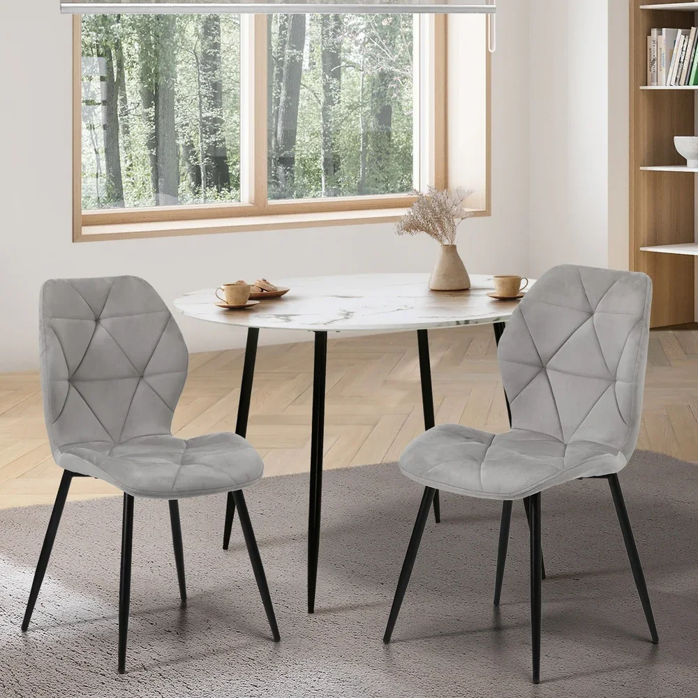Dining Chairs Set of 2 Velvet Grey - Image 2