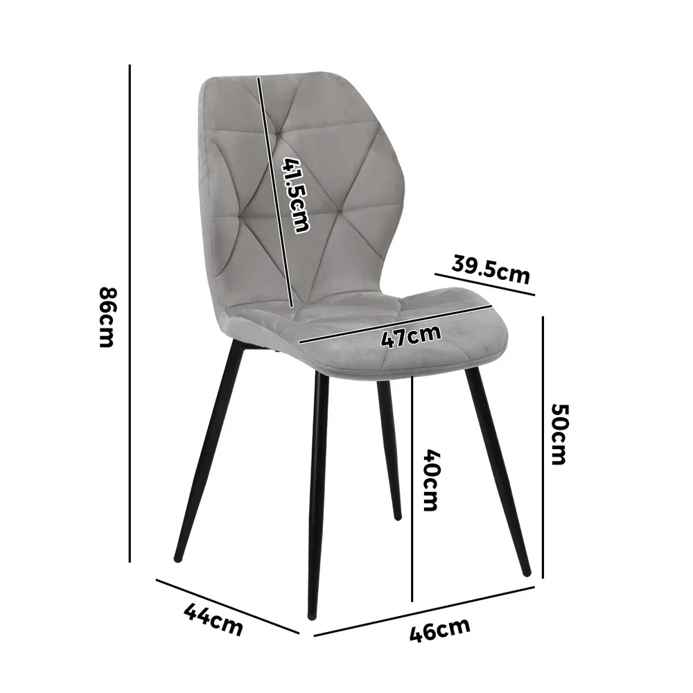 Dining Chairs Set of 2 Velvet Grey - Image 5